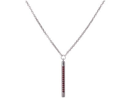 Silver necklace with czech garnet, rhodium plated - line                                            
