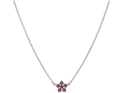 Silver necklace with czech garnet, rhodium plated - flower                                          