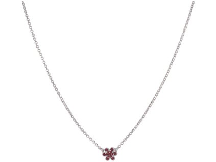 Silver necklace with czech garnet, rhodium plated - flower                                          
