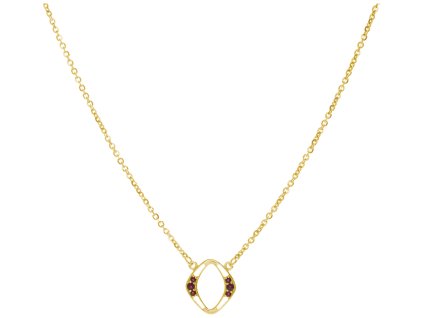 Silver necklace with czech garnet, gold plated - tip                                                