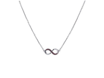 Silver necklace with czech garnet, rhodium plated - infinity                                        