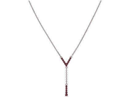 Silver necklace with czech garnet, rhodium plated                                                   