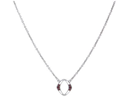 Silver necklace with czech garnet, rhodium plated - tip                                             