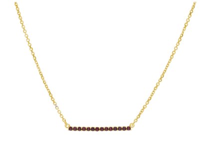 Silver necklace with czech garnet, gold plated - line                                               