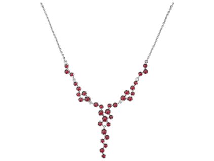 Silver necklace with czech garnet, rhodium plated                                                   
