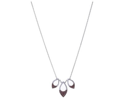 Silver necklace with czech garnet, rhodium plated - tip                                             