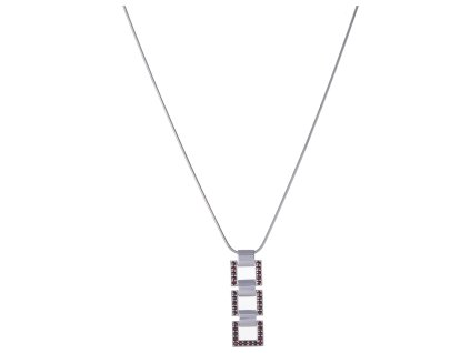 Silver necklace with czech garnet, rhodium plated - square                                          