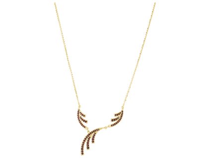Silver necklace with czech garnet, gold plated                                                      