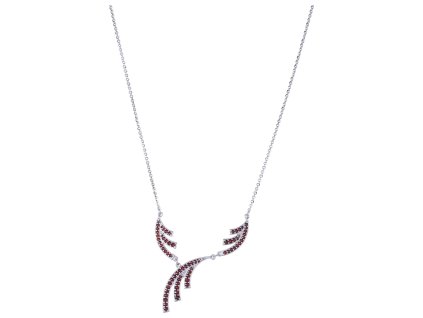 Silver necklace with czech garnet, rhodium plated                                                   