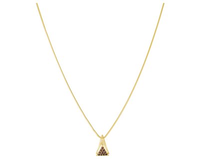 Silver necklace with czech garnet, gold plated - triangle                                           