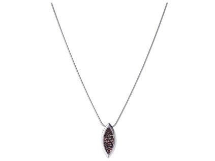 Silver necklace with czech garnet, rhodium plated - tip                                             