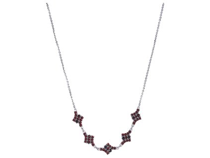 Silver necklace with czech garnet, rhodium plated                                                   
