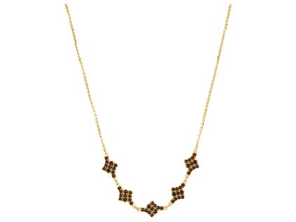 Silver necklace with czech garnet, gold plated                                                      