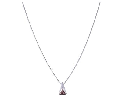 Silver necklace with czech garnet, rhodium plated - triangle                                        