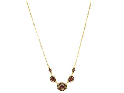 Silver necklace with czech garnet, gold plated - oval                                               