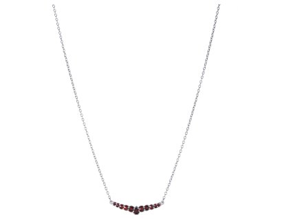 Silver necklace with czech garnet, rhodium plated - line                                            