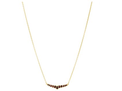 Silver necklace with czech garnet, gold plated - line                                               