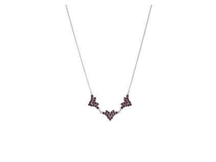 Silver necklace with czech garnet, rhodium plated - tip                                             