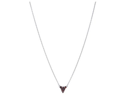 Silver necklace with czech garnet, rhodium plated - triangle                                        