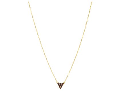 Silver necklace with czech garnet, gold plated - triangle                                           