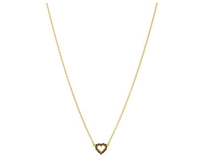 Silver necklace with czech garnet, gold plated - heart                                              