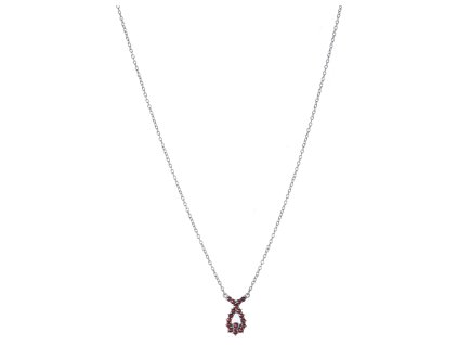 Silver necklace with czech garnet, rhodium plated - drop                                            