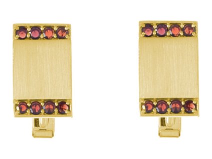 Silver cuff-links with czech garnet, gold plated - rectangle                                        