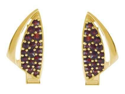 Silver cuff-links with czech garnet, gold plated - triangle                                         