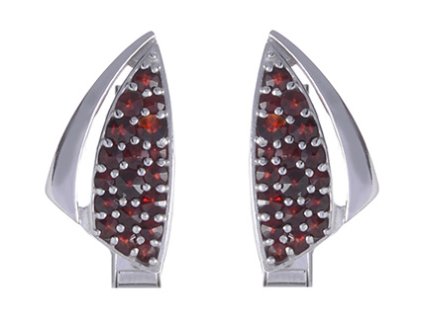 Silver cuff-links with czech garnet, rhodium plated - triangle                                      