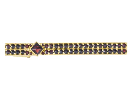 Silver tie clip with czech garnet, gold plated                                                      