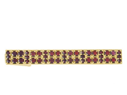 Silver tie clip with czech garnet, gold plated                                                      