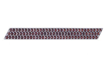 Stříbrná kravatová spona s českým granátem, rhodiovaná