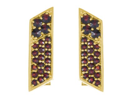 Silver cuff-links with czech garnet, gold plated - rectangle                                        