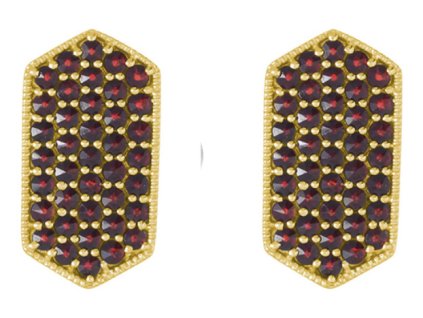 Silver cuff-links with czech garnet, gold plated                                                    
