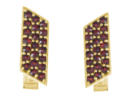 Silver cuff-links with czech garnet, gold plated - rectangle                                        