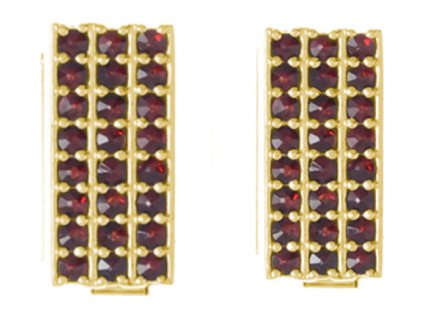 Stříbrné manžetové knoflíky s českým granátem, zlacené - obdélník