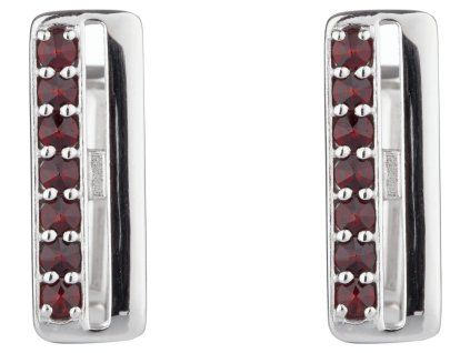Silver cuff-links with czech garnet, rhodium plated - rectangle                                     
