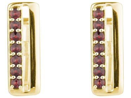 Stříbrné manžetové knoflíky s českým granátem, zlacené - obdélník