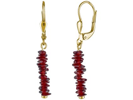Silver earrings with czech garnet, gold plated                                                      