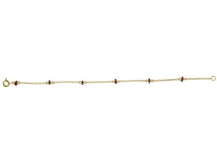 Silver bracelet with czech garnet, gold plated                                                      