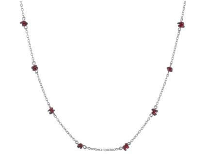 Silver necklace with czech garnet, rhodium plated                                                   