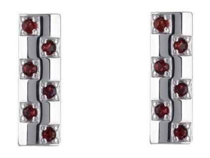 Silver cuff-links with czech garnet, rhodium plated - rectangle                                     