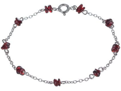 Silver bracelet with czech garnet, rhodium plated                                                   