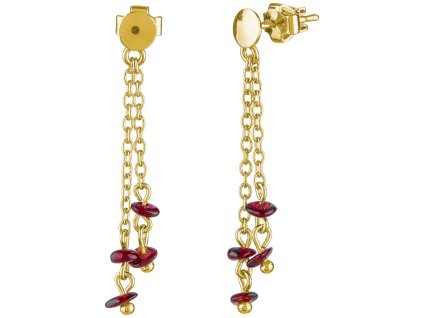 Silver earrings with czech garnet, gold plated                                                      