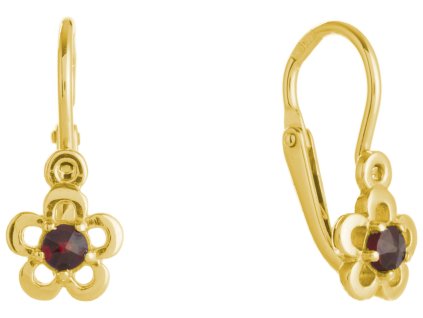 Silver earrings with czech garnet, gold plated - flower                                             