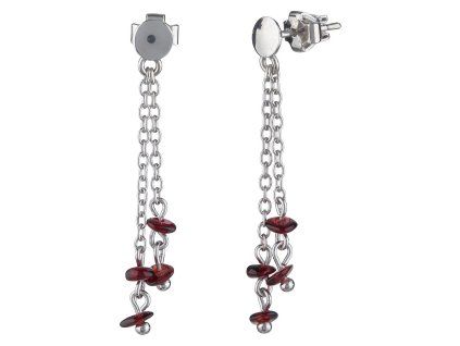 Silver earrings with czech garnet, rhodium plated                                                   