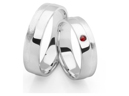 White gold wedding rings with czech garnet
