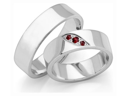 White gold wedding rings with czech garnet