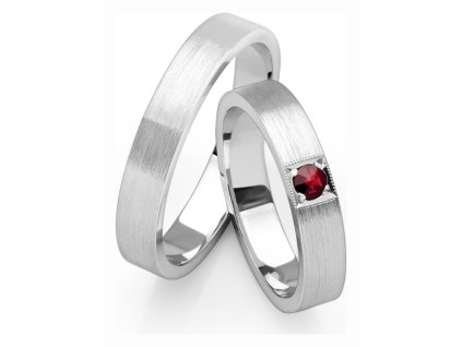 White gold wedding rings with czech garnet