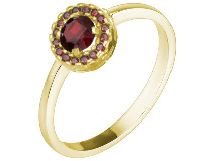 Gold ring with czech garnet - circle                                                                